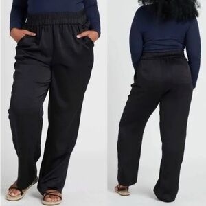 Universal Standard Black Lynda Luxe Satin Pants Women’s Size 00/0 4XS NEW